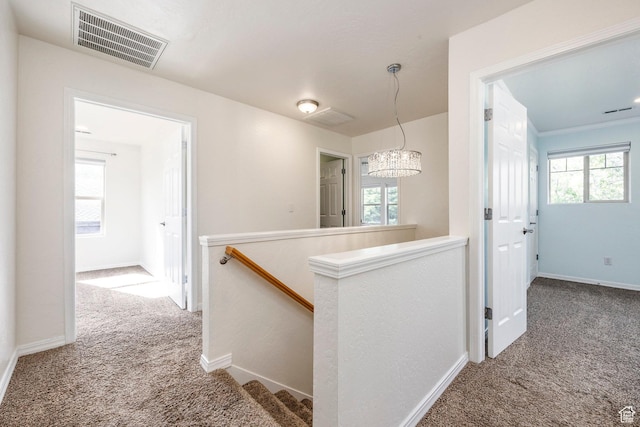 1189 E Fox Crest Dr, Park City, UT 84098 - hall with carpet flooring, an upstairs landing, and baseboards