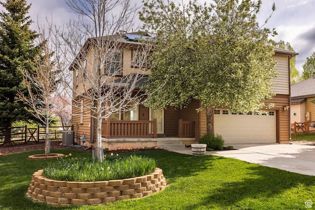 1189 E Fox Crest Dr, Park City, UT 84098 - view of front facade with driveway, a garage, and central AC