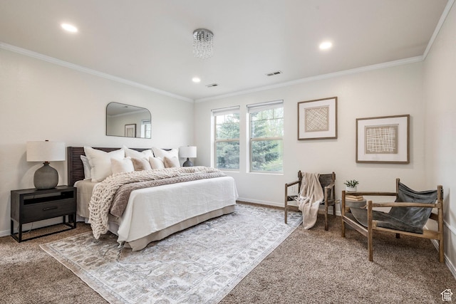 1189 E Fox Crest Dr, Park City, UT 84098 - bedroom featuring carpet flooring, baseboards, crown molding, and recessed lighting