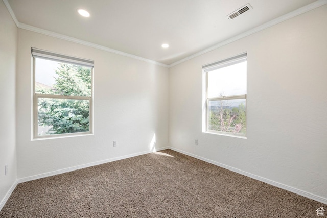 1189 E Fox Crest Dr, Park City, UT 84098 - empty room featuring carpet flooring, baseboards, recessed lighting, and ornamental molding