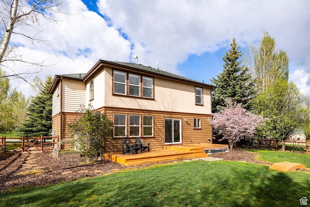 1189 E Fox Crest Dr, Park City, UT 84098 - rear view of property featuring a wooden deck and stucco siding