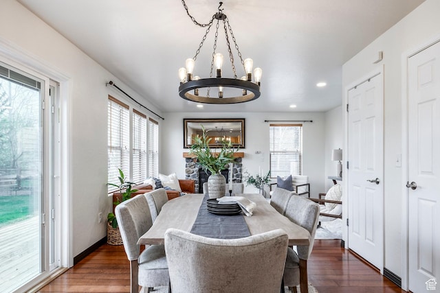 1189 E Fox Crest Dr, Park City, UT 84098 - dining area with a chandelier, wood finished floors, and recessed lighting