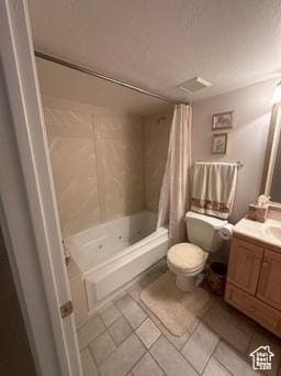 341 E Wilford Ave, Murray, UT 84107 - bathroom with vanity, shower / bath combo, toilet, and tile patterned floors