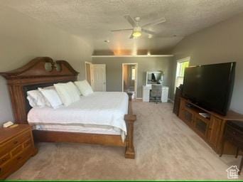 341 E Wilford Ave, Murray, UT 84107 - bedroom featuring light colored carpet, a textured ceiling, and ceiling fan