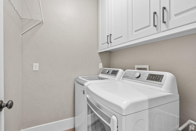 36 E 1450 N, Lehi, UT 84043 - laundry area featuring separate washer and dryer, cabinet space, and baseboards