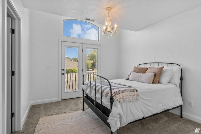 36 E 1450 N, Lehi, UT 84043 - bedroom with access to exterior, carpet floors, a chandelier, and baseboards