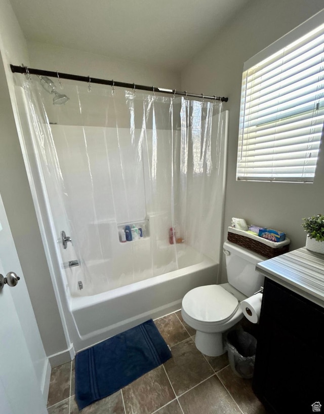 5288 W Solafax Ln Unit 34-1, Herriman, UT 84096 - full bath featuring toilet, shower / bath combo, vanity, and tile patterned flooring