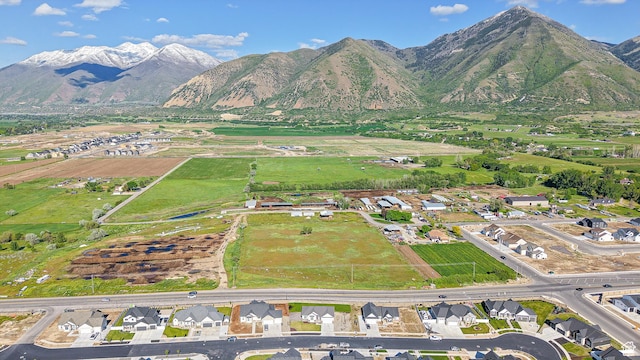 492 N 910 E, Salem, UT 84653 - aerial overview of property's location with a mountain backdrop
