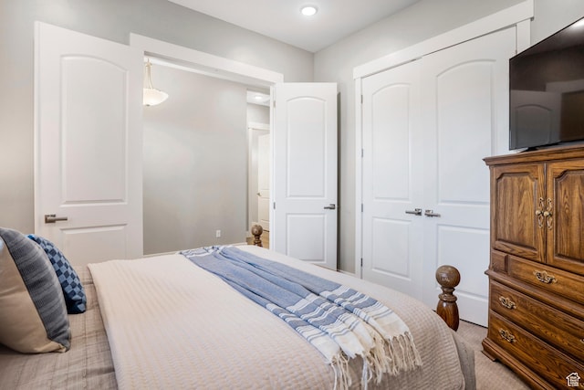 3691 W 2800 S, Hurricane, UT 84737 - bedroom with a closet, light carpet, and recessed lighting