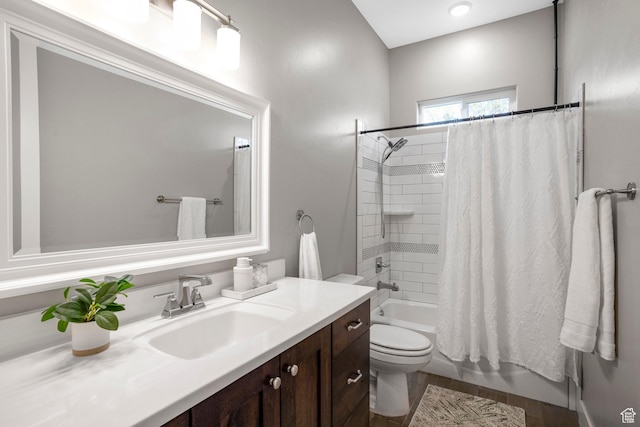 3691 W 2800 S, Hurricane, UT 84737 - bathroom with vanity, toilet, and shower / tub combo with curtain