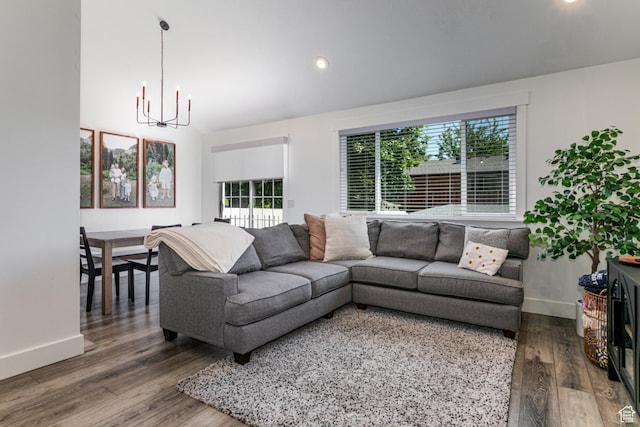 545 W Applewood Dr S # 10, Bountiful, UT 84010 - living room featuring a chandelier, wood finished floors, baseboards, and recessed lighting