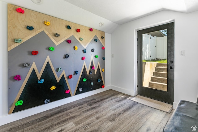 545 W Applewood Dr S # 10, Bountiful, UT 84010 - recreation room with wood finished floors, lofted ceiling, and baseboards