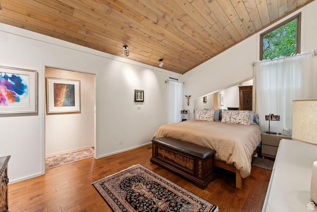 4517 S Abinadi Rd, Millcreek, UT 84124 - bedroom featuring wood ceiling, hardwood / wood-style floors, vaulted ceiling, and baseboards