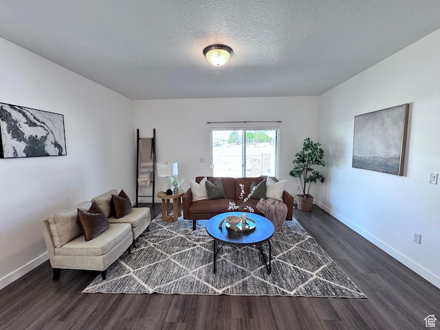 12754 S Quail Lake Dr Unit 126, Riverton, UT 84096 - living room featuring dark wood-type flooring, baseboards, and a textured ceiling