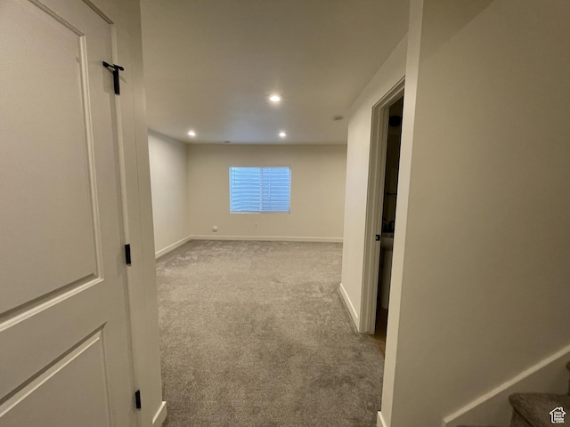 4357 E Longleaf Ln, Eagle Mountain, UT 84005 - spare room with carpet flooring, recessed lighting, baseboards, and stairs