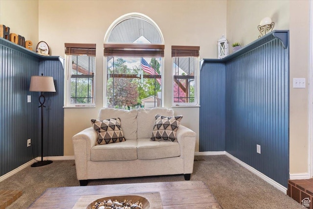 6864 S 3370 W, West Jordan, UT 84084 - living area featuring carpet floors, plenty of natural light, and baseboards