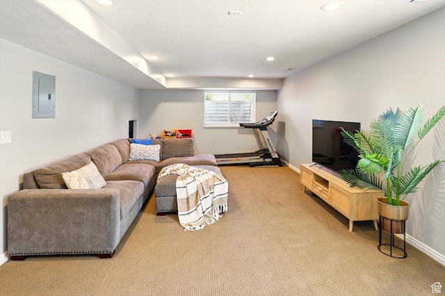 146 S 1125 W, Layton, UT 84041 - living area with light carpet, electric panel, recessed lighting, and baseboards