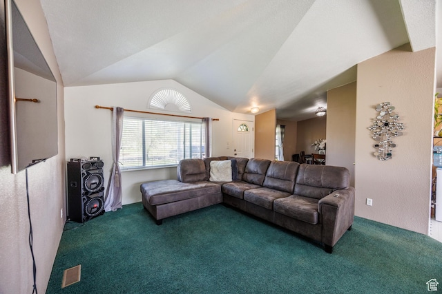 1085 S S River Ridge Ln, Joseph, UT 84739 - living room featuring carpet and vaulted ceiling