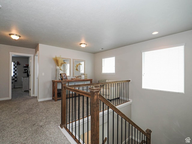 957 W Mckenna Rd, Bluffdale, UT 84065 - hall featuring an upstairs landing, baseboards, carpet floors, and recessed lighting