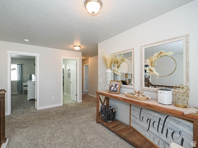 957 W Mckenna Rd, Bluffdale, UT 84065 - hallway with carpet flooring, a textured ceiling, and baseboards