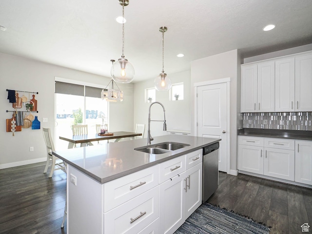 957 W Mckenna Rd, Bluffdale, UT 84065 - kitchen with a sink, dishwasher, plenty of natural light, dark wood-style floors, and recessed lighting