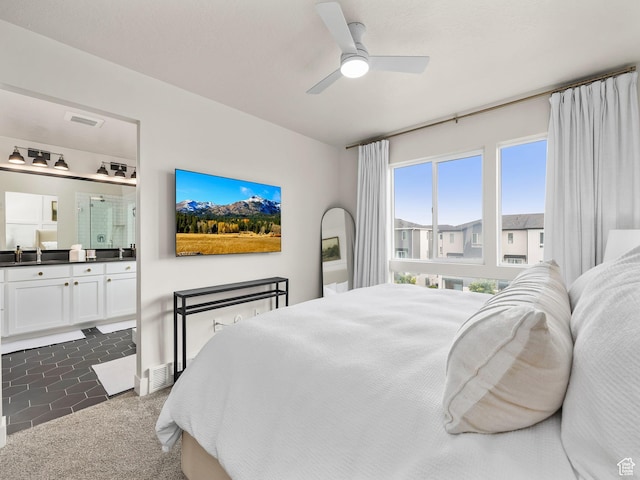 1031 W 360 S, American Fork, UT 84003 - bedroom with ensuite bath, a ceiling fan, and a sink