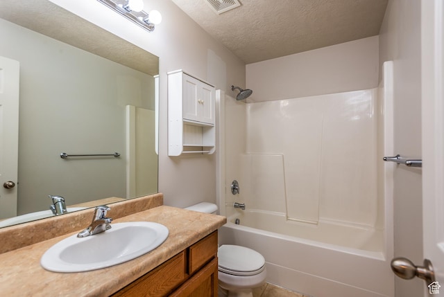 5242 W Cool Water Way S, West Jordan, UT 84081 - full bathroom with toilet, vanity, shower / bath combination, and a textured ceiling