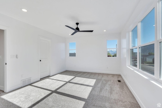 515 N 600 E, Spanish Fork, UT 84660 - empty room featuring light colored carpet, baseboards, recessed lighting, and a ceiling fan