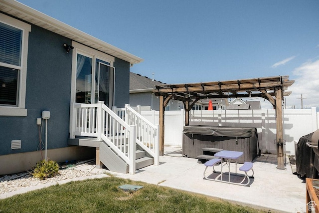 217 S 1230 W Unit 15, Spanish Fork, UT 84660 - fenced backyard featuring a hot tub, a patio area, and a pergola