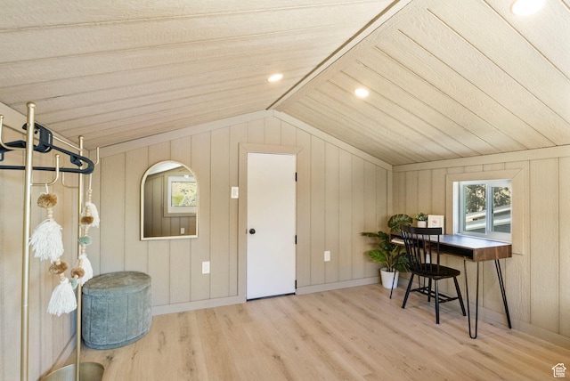 177 S Canyon Ave, Springville, UT 84663 - office space with wood finished floors, vaulted ceiling, plenty of natural light, wooden walls, and wood ceiling