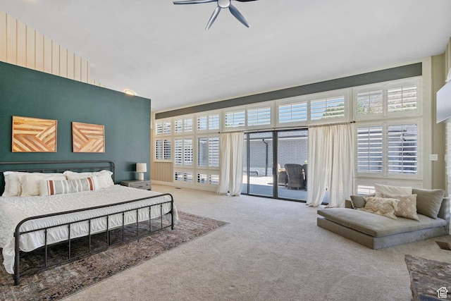 177 S Canyon Ave, Springville, UT 84663 - bedroom featuring carpet floors, access to outside, and a ceiling fan