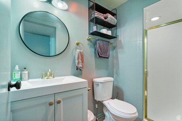 177 S Canyon Ave, Springville, UT 84663 - bathroom with toilet, a stall shower, and vanity