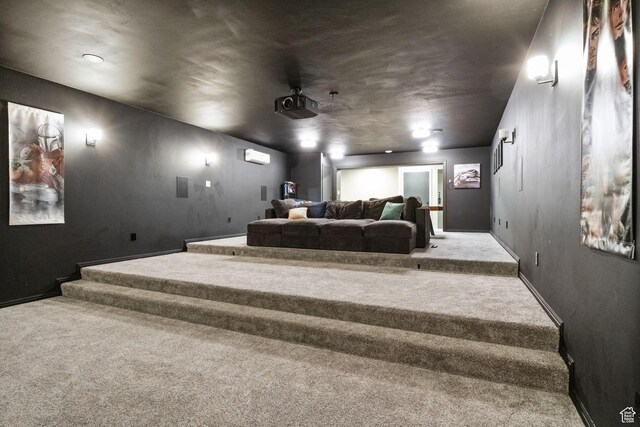 177 S Canyon Ave, Springville, UT 84663 - home theater with carpet, an AC wall unit, and baseboards