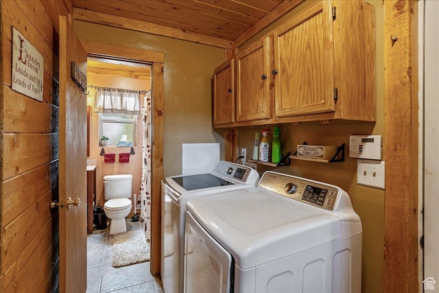 9911 S Antelope Xing, Duchesne, UT 84021 - laundry area featuring washer and dryer, cabinet space, and wooden ceiling
