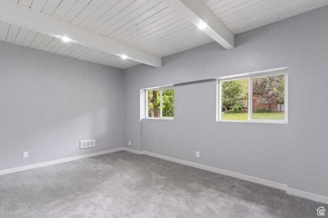 4203 S College Dr E, Ogden, UT 84403 - carpeted spare room with baseboards and wood ceiling with exposed beams