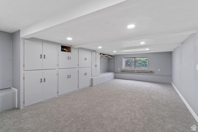 4203 S College Dr E, Ogden, UT 84403 - basement with carpet, recessed lighting, and a baseboard radiator