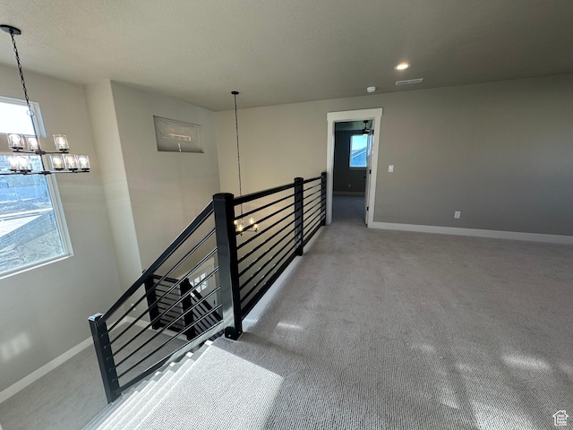 1234 N 4950 W, Plain City, UT 84404 - staircase featuring a chandelier, baseboards, carpet flooring, and recessed lighting
