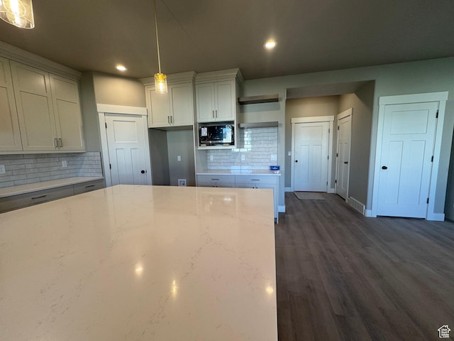 1234 N 4950 W, Plain City, UT 84404 - kitchen with built in microwave, recessed lighting, backsplash, baseboards, and dark wood-style flooring