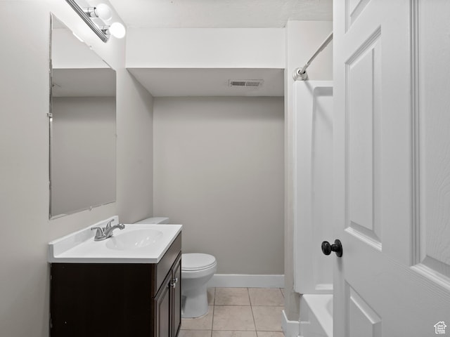 3095 W 8525 S, West Jordan, UT 84088 - full bathroom with vanity, toilet, tile patterned flooring, shower / tub combination, and baseboards