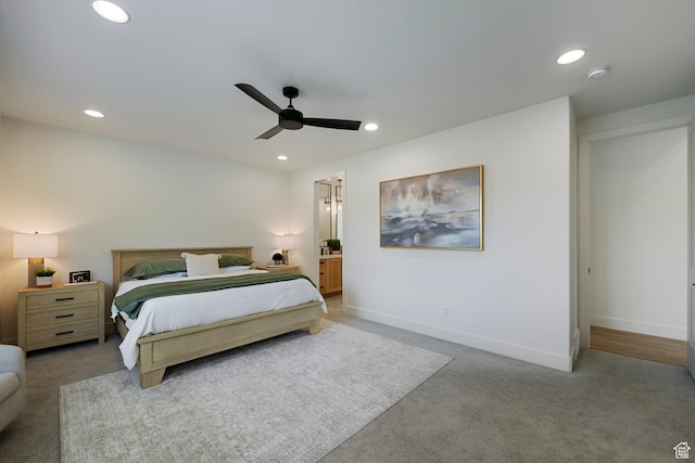 1446 E Anvil Dr, Draper, UT 84020 - bedroom featuring recessed lighting, baseboards, a ceiling fan, and carpet flooring