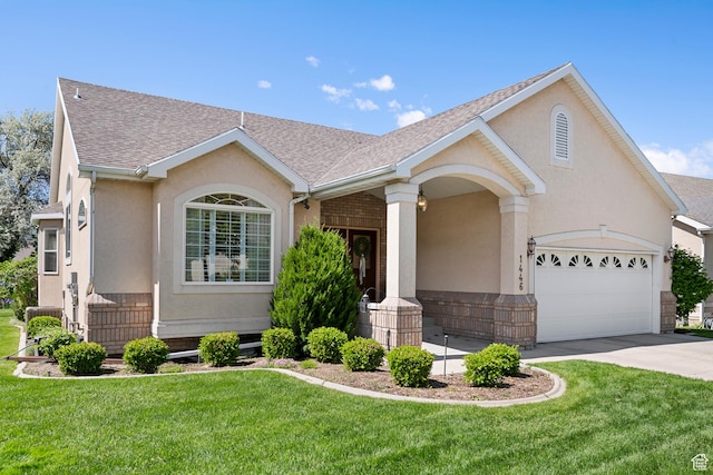 1446 E Anvil Dr, Draper, UT 84020 - single story home with driveway, roof with shingles, a front yard, and an attached garage