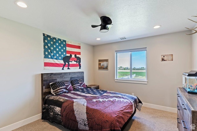 5376 W 560 N, Warren, UT 84404 - bedroom featuring light colored carpet, baseboards, recessed lighting, and a textured ceiling