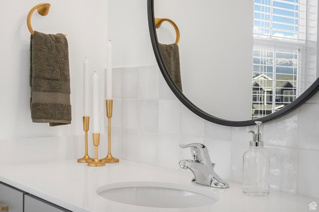 473 N Northshore Dr, Saratoga Springs, UT 84045 - bathroom view of a sink and tasteful backsplash