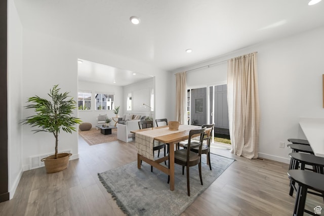 473 N Northshore Dr, Saratoga Springs, UT 84045 - dining room featuring recessed lighting, light wood finished floors, and baseboards