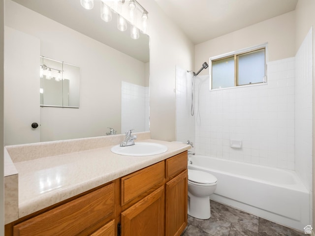 6813 S Sparrowtail Rd, West Jordan, UT 84081 - bathroom with vanity, shower / bathtub combination, and toilet