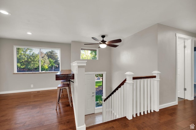 1543 Mulberry Way, Sandy, UT 84093 - staircase with wood finished floors, baseboards, recessed lighting, and a ceiling fan