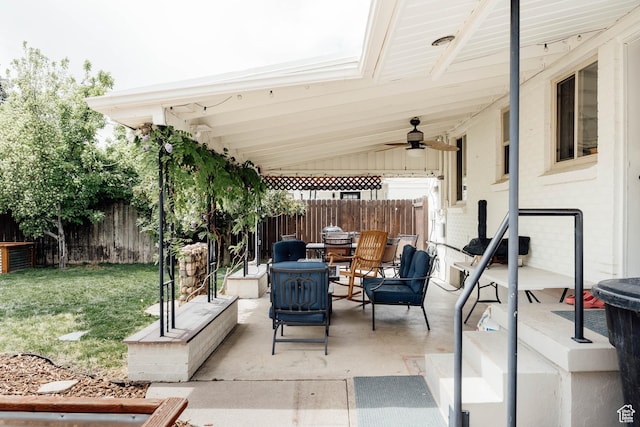 1584 E 3045 S, Salt Lake City, UT 84106 - view of patio with a ceiling fan and an outdoor hangout area