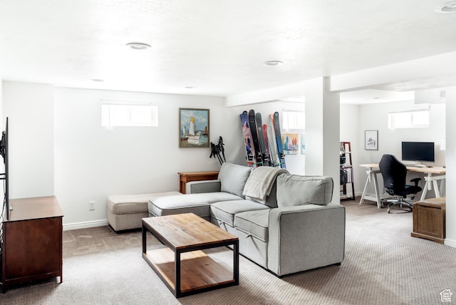 1584 E 3045 S, Salt Lake City, UT 84106 - living area featuring carpet, a desk, and baseboards