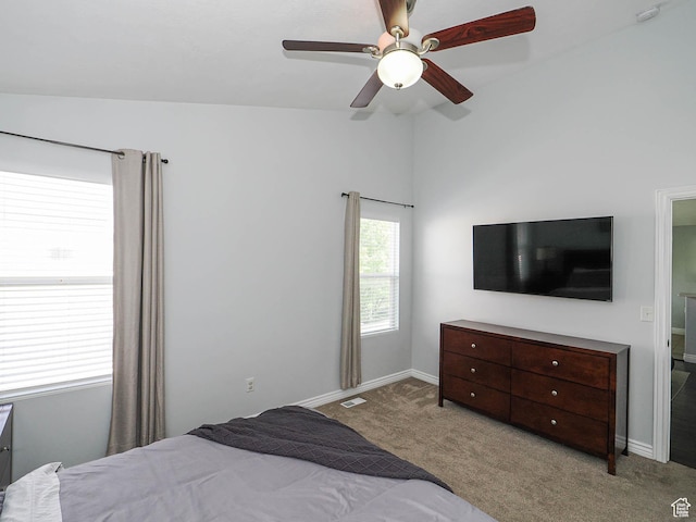 67 N Archmore St, Saratoga Springs, UT 84043 - bedroom with carpet, baseboards, vaulted ceiling, and a ceiling fan