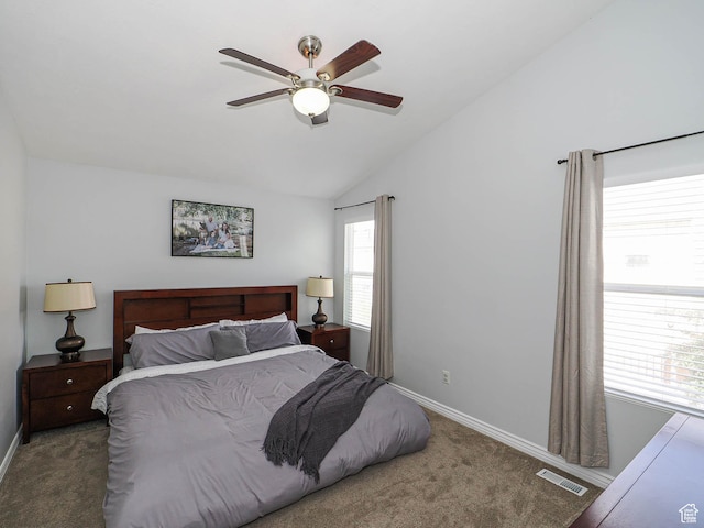 67 N Archmore St, Saratoga Springs, UT 84043 - bedroom featuring carpet floors, vaulted ceiling, baseboards, and a ceiling fan